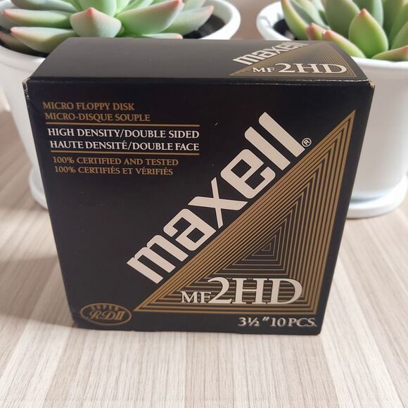 MAXELL MF2HD Micro Floppy Disk 9 total High Density Double Sided 3 1/2 OPEN BOX - Picture 1 of 6